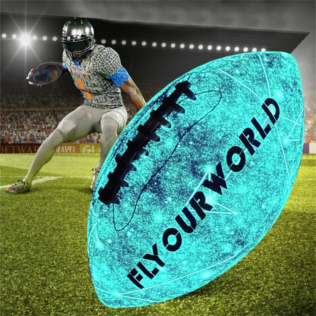 Glow-in-the-Dark American Football - Size 9 & 6 Luminescent Rugby, PU Material, Official Competition & Training Balls For Night - My Store