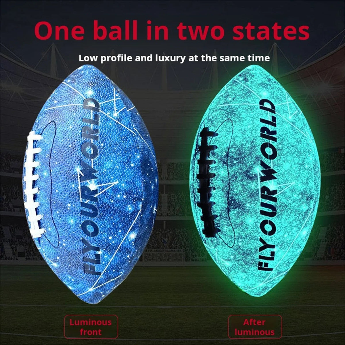 Glow-in-the-Dark American Football - Size 9 & 6 Luminescent Rugby, PU Material, Official Competition & Training Balls For Night - My Store
