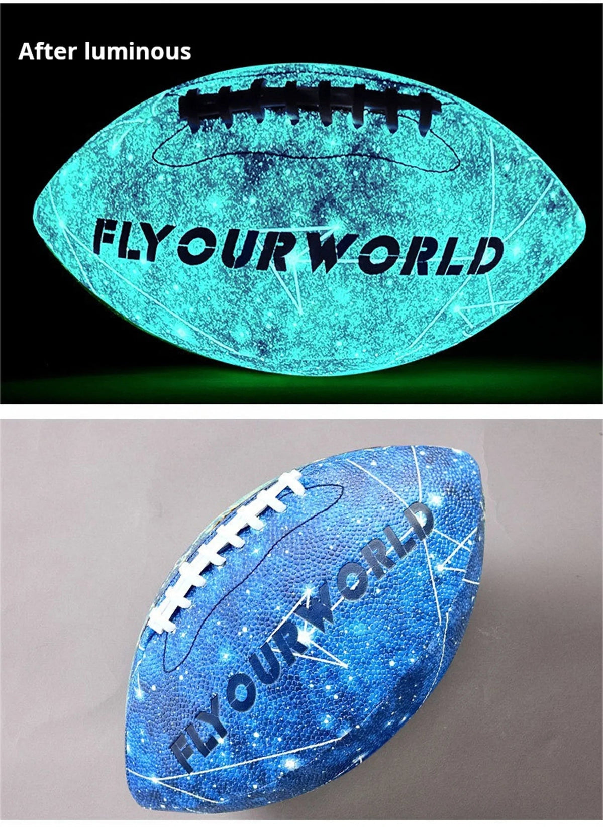 Glow-in-the-Dark American Football - Size 9 & 6 Luminescent Rugby, PU Material, Official Competition & Training Balls For Night - My Store