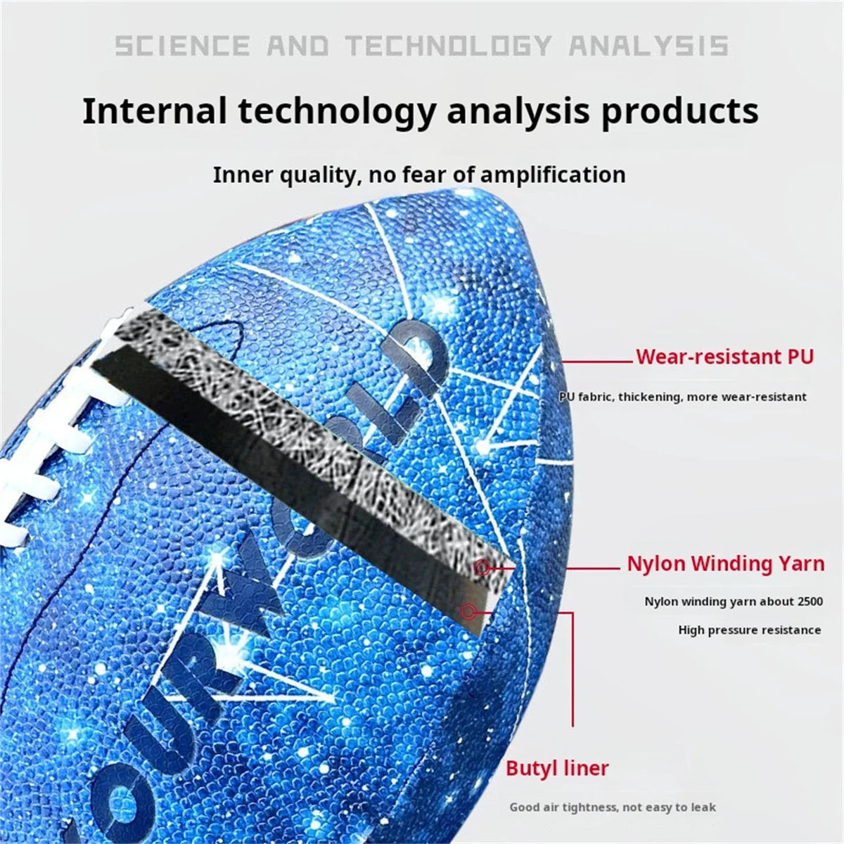 Glow-in-the-Dark American Football - Size 9 & 6 Luminescent Rugby, PU Material, Official Competition & Training Balls For Night - My Store