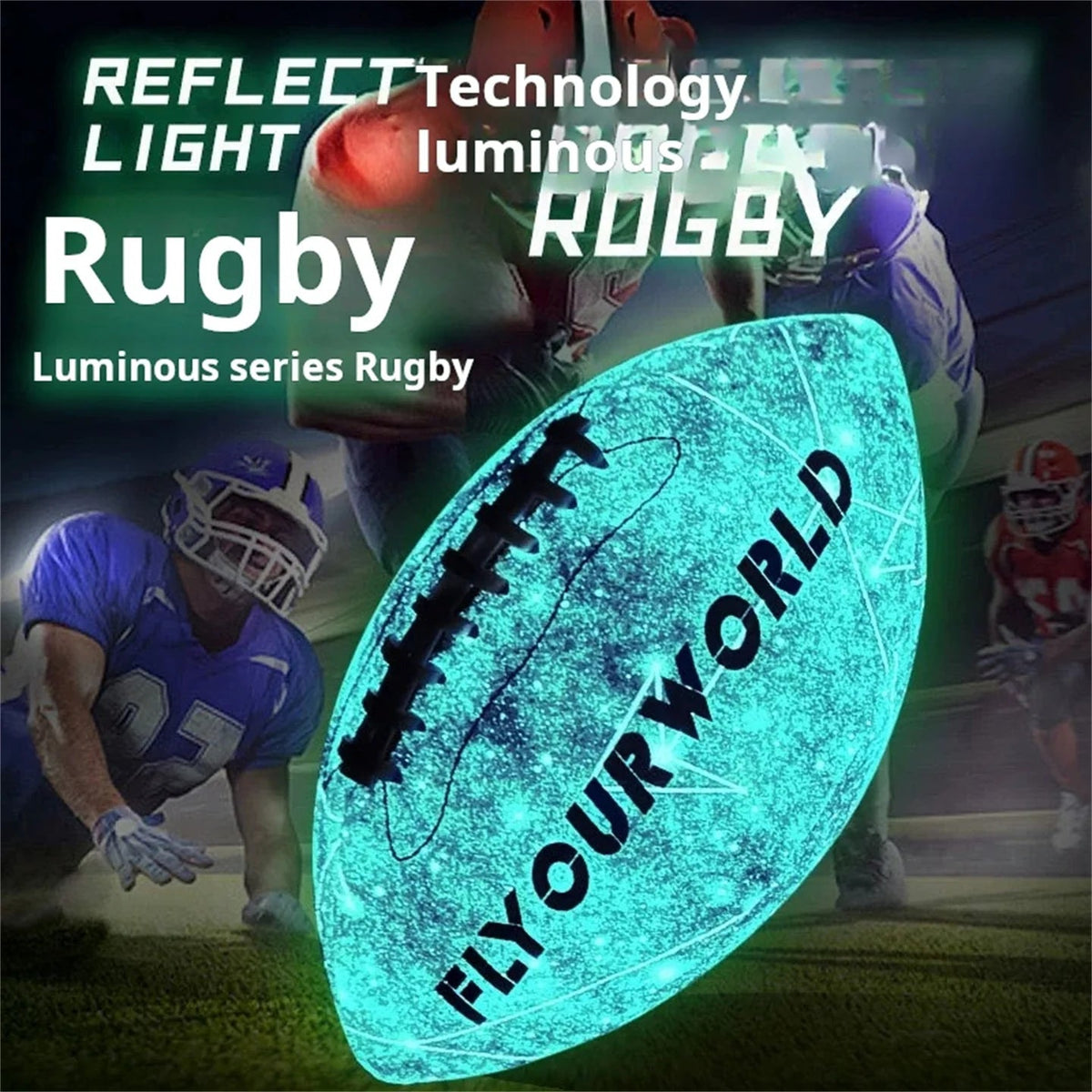 Glow-in-the-Dark American Football - Size 9 & 6 Luminescent Rugby, PU Material, Official Competition & Training Balls For Night - My Store