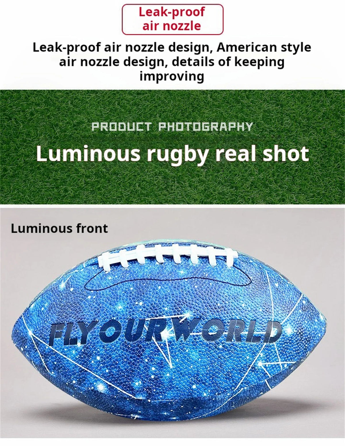 Glow-in-the-Dark American Football - Size 9 & 6 Luminescent Rugby, PU Material, Official Competition & Training Balls For Night - My Store
