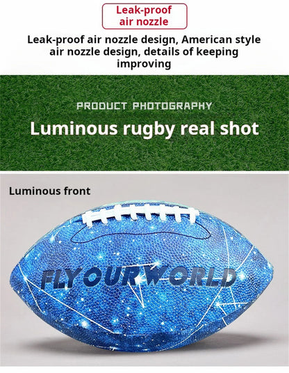 Glow-in-the-Dark American Football - Size 9 & 6 Luminescent Rugby, PU Material, Official Competition & Training Balls For Night - My Store